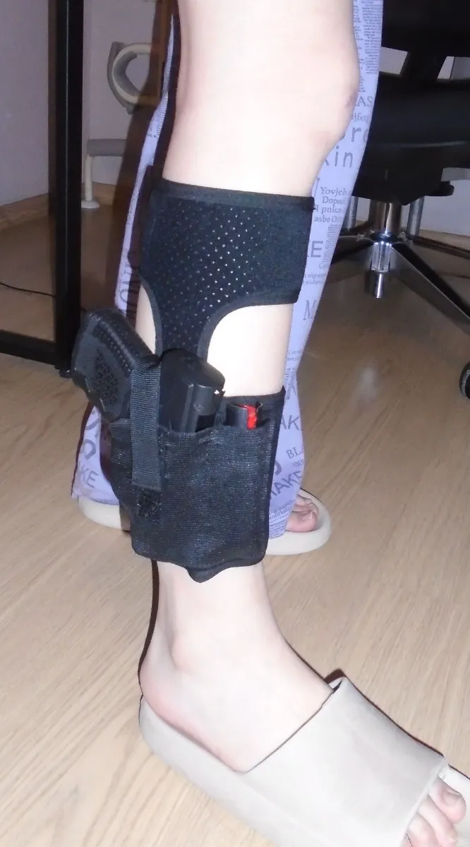 Tactical ankle holster, military pistol holder for right and left hand, concealed