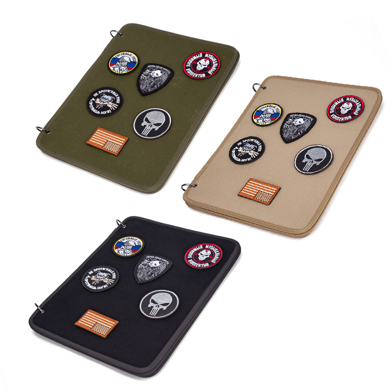 Patch Board, Flip-Page Patch Book Tactical Patches Booklet Organizer Mini Display Panel Holder with Metal Removable Ring Binders