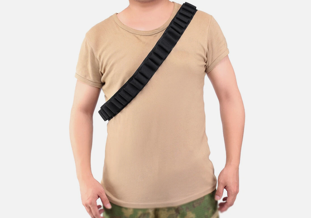 27 Grids Cartridge Belt Shotgun Shells Bandolier Belt Hunting Ammunition Belts Material:Nylon Model: LB-50-8060028 Net weight:0.14KG Color:black TAN green Size: 约135*5CM - Image 3