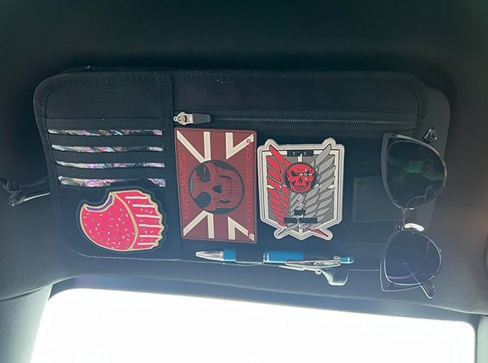 Heavy Duty Molle Car Sun Visor Organizer - Tactical Car Accessories with Zipper Visor Storage Pouch,Glasses Clip and Card Sleeve Pocket, Multi-Pocket Visor Organizer Storage Pouch for Cars SUVs Trucks - Image 3