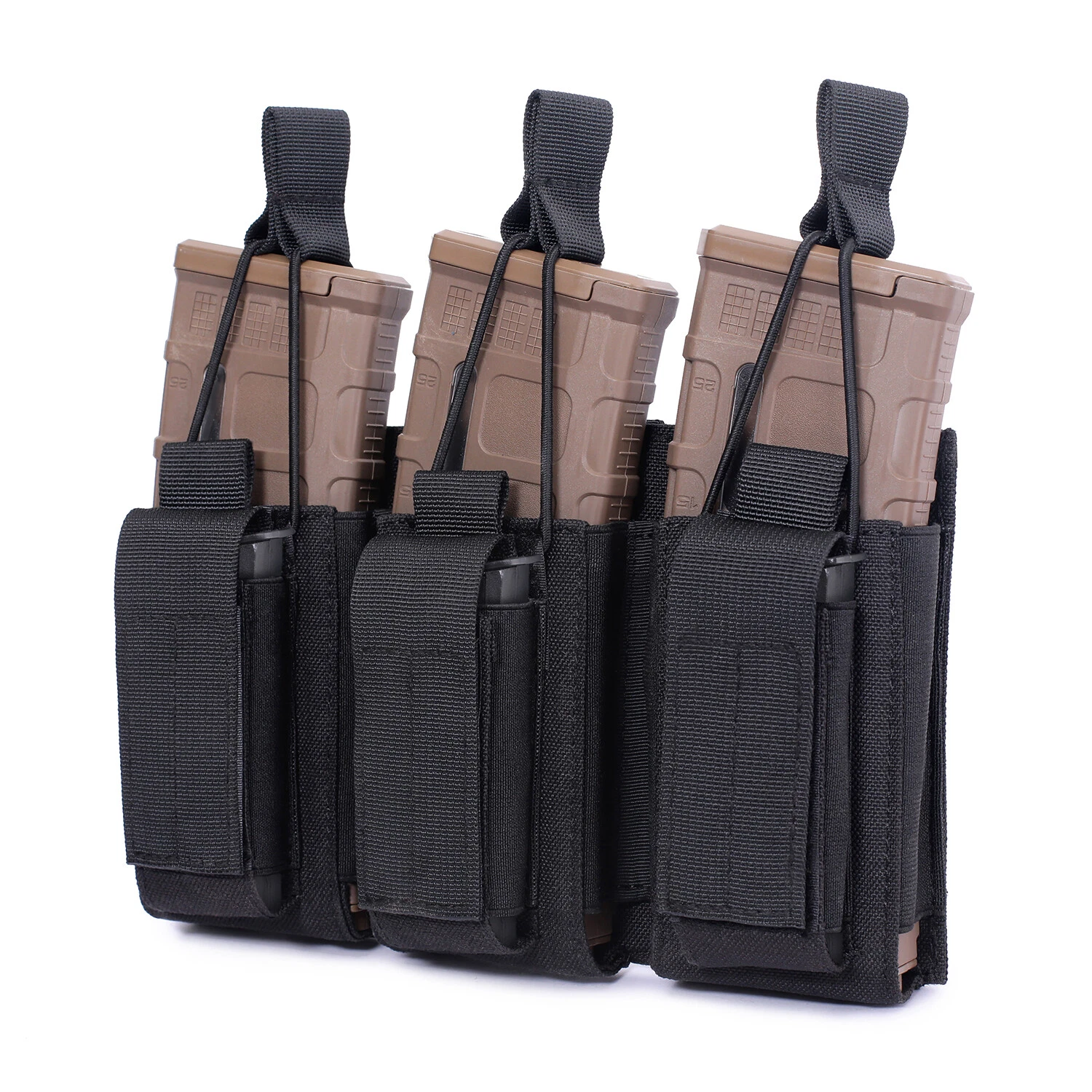 Tactical Molle Triple Open Top Magazine Pouch 2 in 1 Double Rifle Pistol Mag Bag - Image 2
